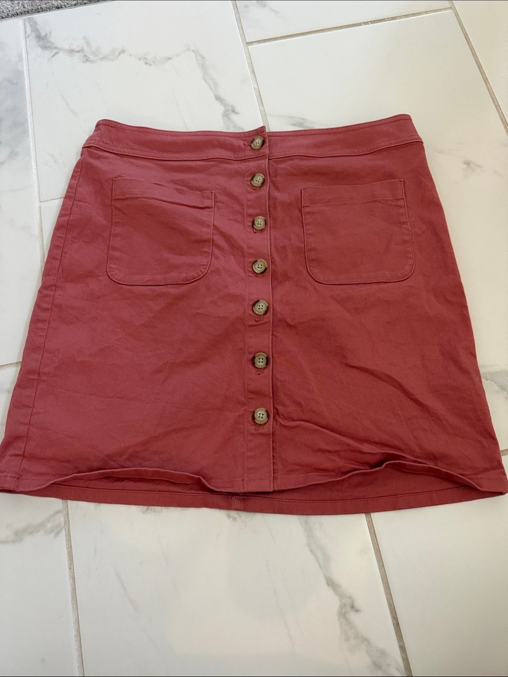 LOFT Button-Front Mini Skirt in Rose